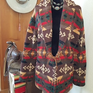 CABIN Ralph Lauren Cardigan Sweater Western Aztec Concho Soft Lambswool Hand Knit Women's XL ? 1X ?/ Mens Large ? Medium ?(50" Bust) Vintage