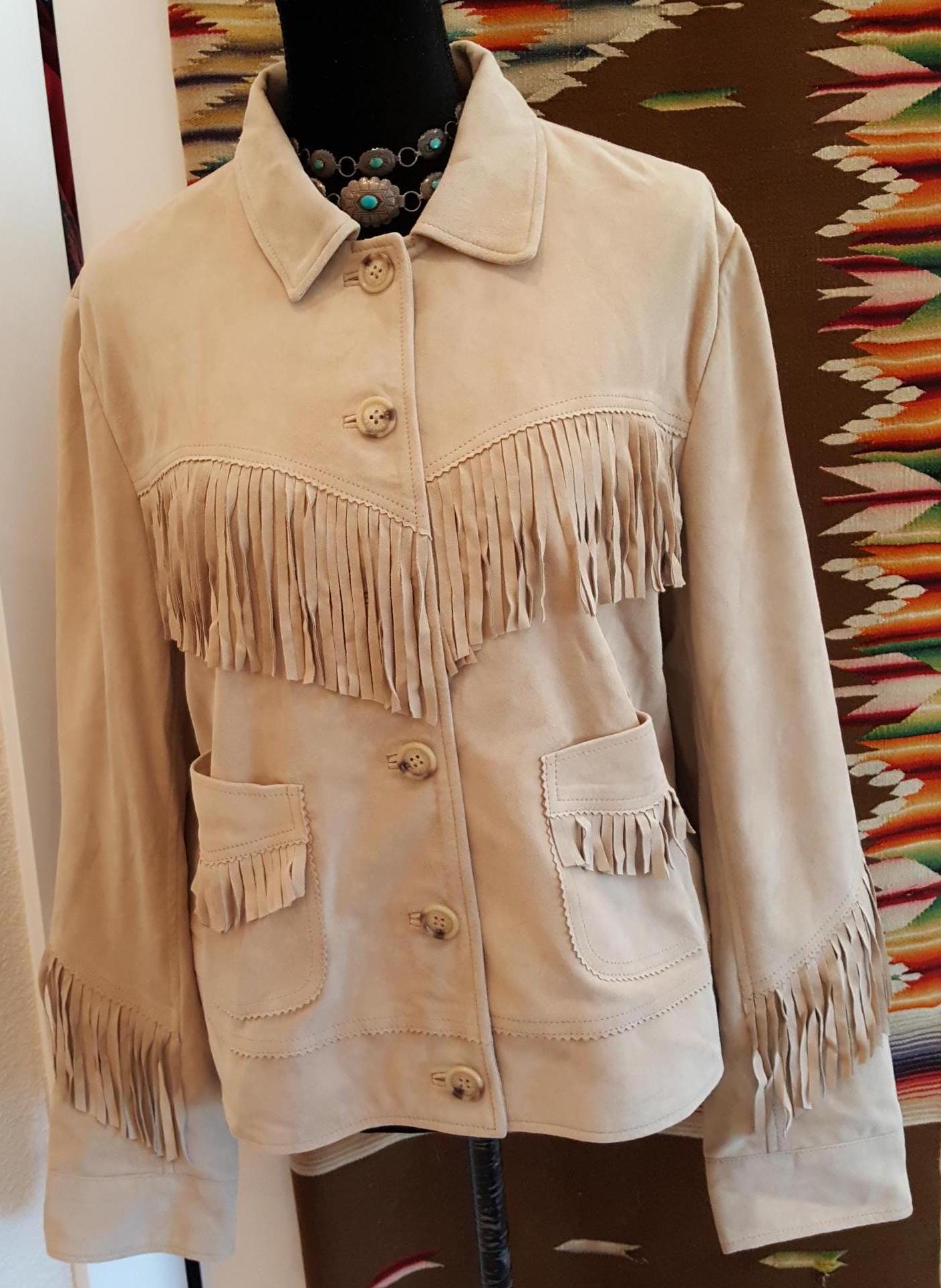 SOFT Ralph Lauren Leather Jacket Western Fringe Luxe SUEDE