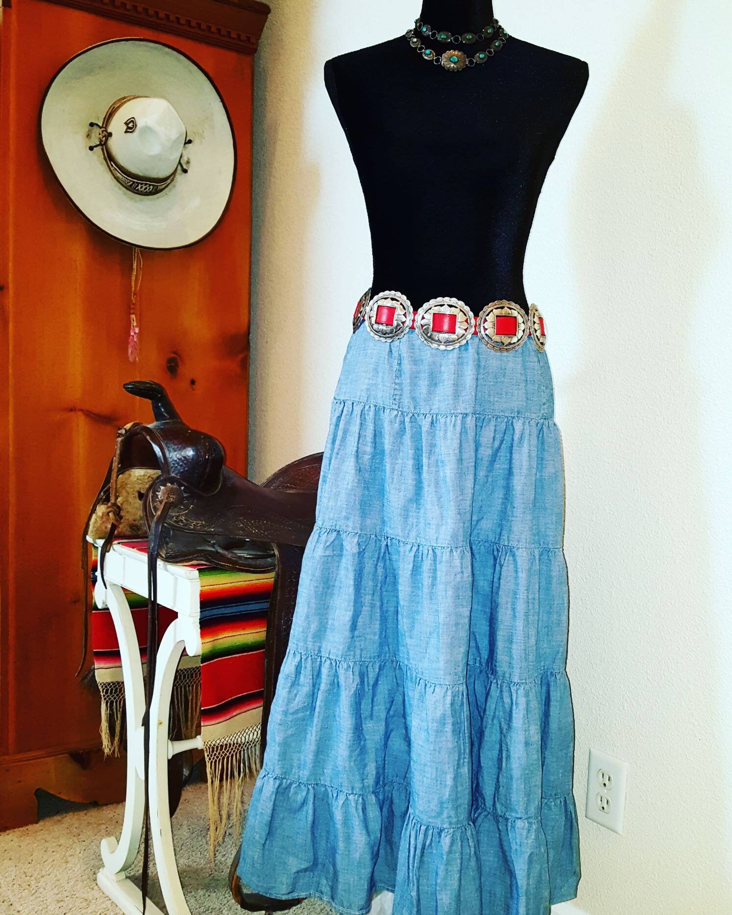 陰山織物謹製 DOUBLE RL VINTAGE DENIM LONG SKIRTS - 通販 - www