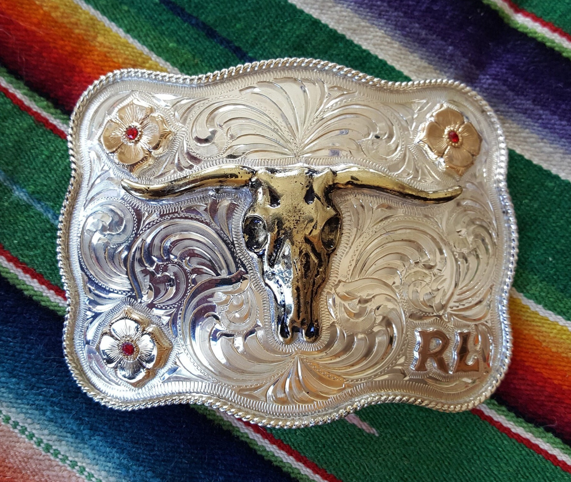 Lauren Ralph Lauren Crocodile Leather Silver Filigree Western Belt cowgirl Ralph Lauren Concho Leather Western Belt Size Small RARE  main image 2