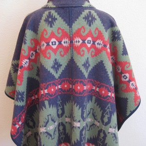 Ralph Lauren Poncho Wool Southwestern Western Aztec Native American Indian Blanket Women Large / XL One Size Unisex Men Soft Felt Vintage image 3