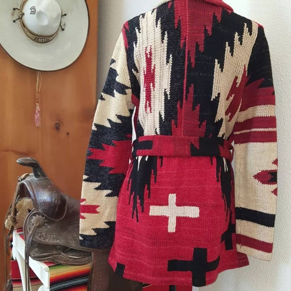 Ralph Lauren Cardigan Sweater Coat Aztec Western Southwestern
