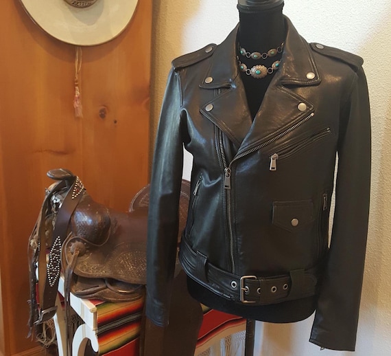 SOFT Ralph Lauren Leather Jacket Black Moto Biker POLO