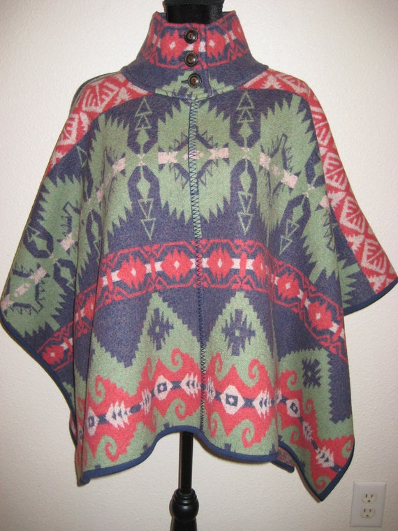 Ralph Lauren Poncho Wool Southwestern Western Azt… - image 2