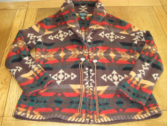 Ralph Lauren Cardigan Sweater AZTEC Southwestern W