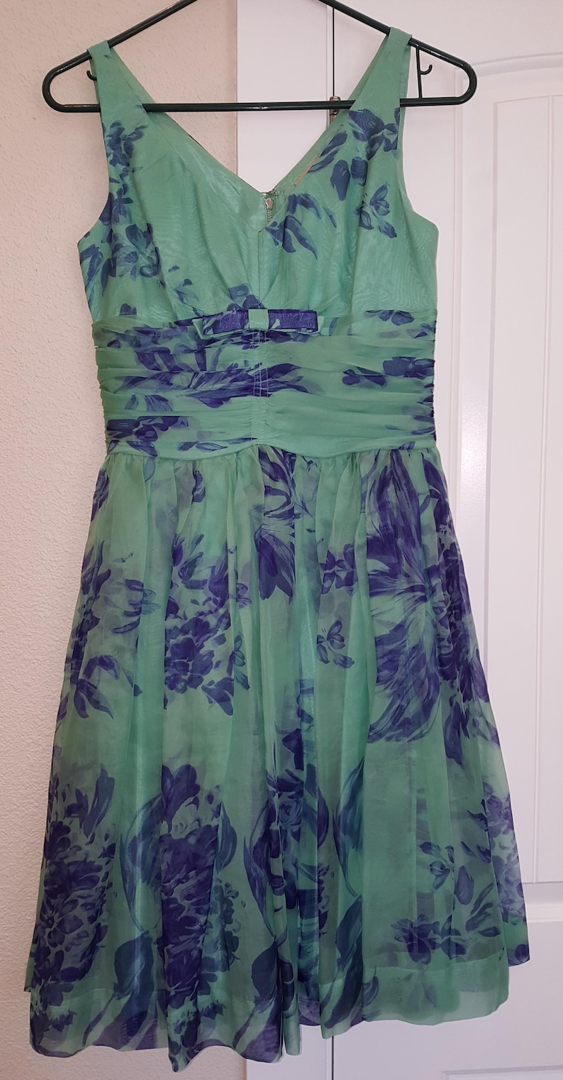 UNUSED Anthropologie ELEVENSES Dress SILK Floral Midi Full Sheer Chiffon Lined Ruching Women's sz 2 ? 0 ?/ Extra Small ? xS ? xxS ? Vintage image 1