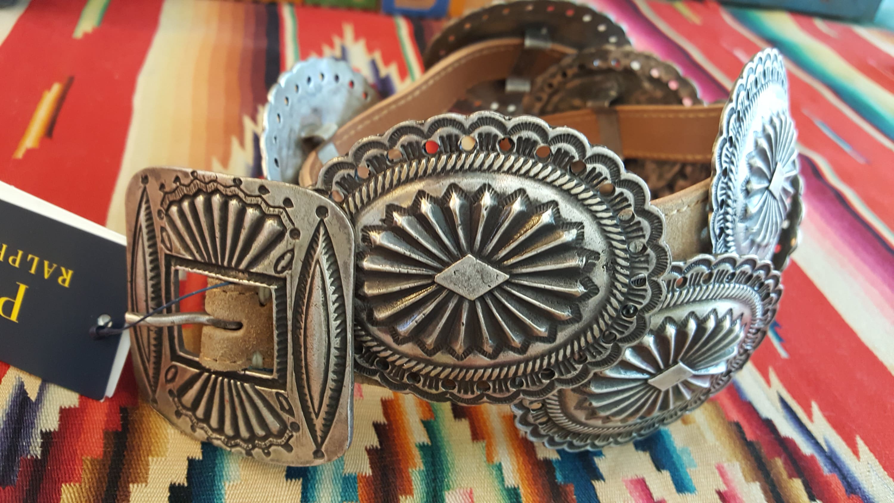Ralph Lauren Belt 7 CONCHO Leather Suede Western Southwestern