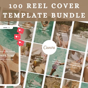 100 Instagram Reel Cover Vorlagen | Sommerästhetische Instagram Reels Cover | Contentdesigner Reel Cover für Canva |Reel Template Cover DFY