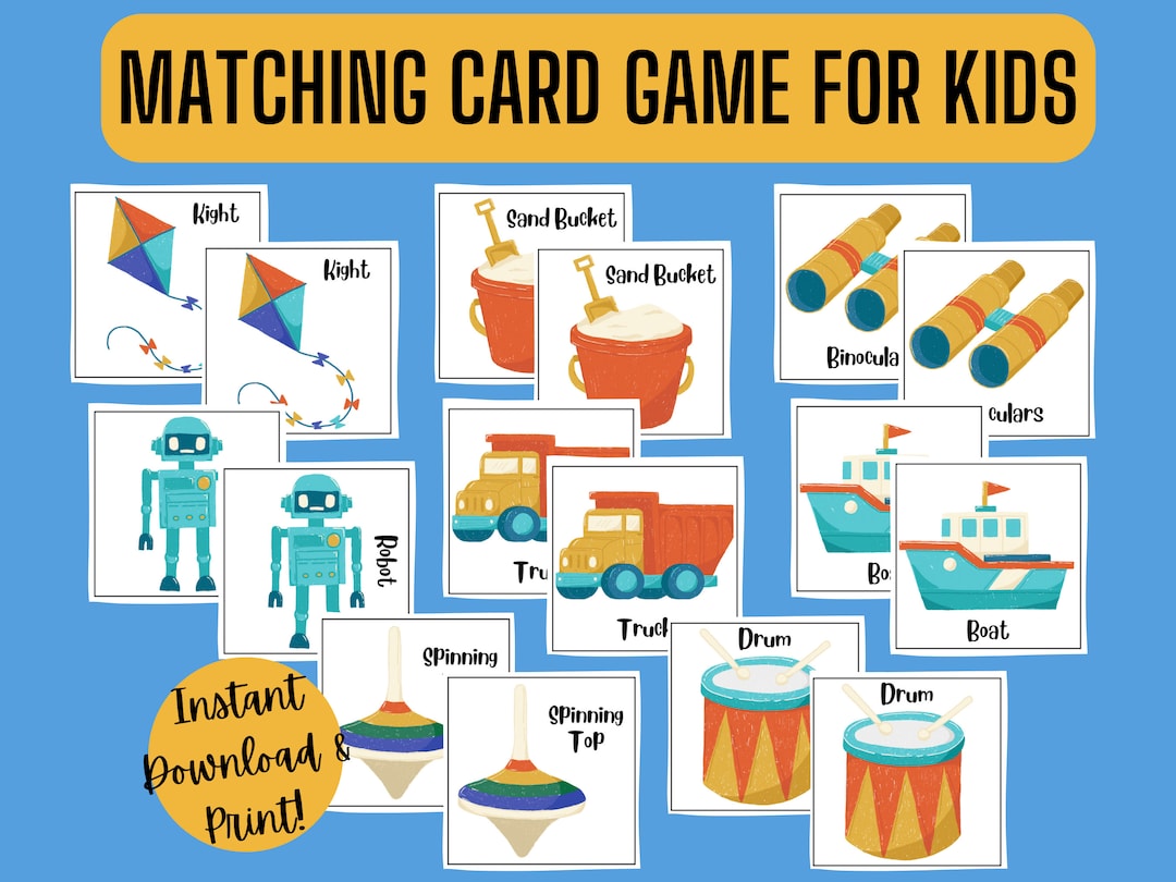 Matching Card Game, Matching Card Game for Kids, Kids Card Games