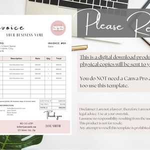 Physical Invoice Invoice Template Download, Invoice Template, Receipt Template, Editable ...
