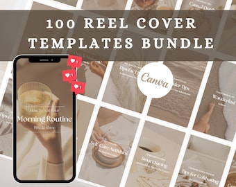 100 Instagram Reel Cover Templates | Beige Aesthetic Instagram Reels Cover | Content Creator Reel Covers for Canva | Reel Template Cover DFY