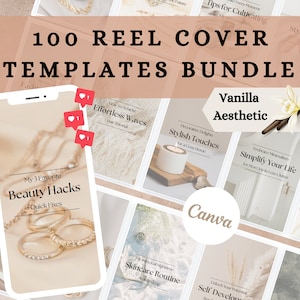 100 Instagram Reel Cover Vorlagen | Weiße ästhetische Instagram Reels Cover | Contentdesigner Reel Cover für Canva | Garnrollenhülle DFY