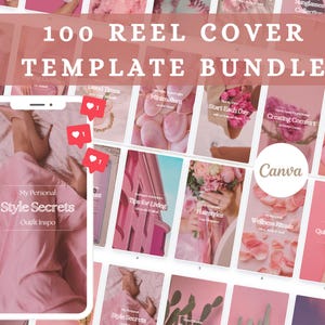 100 Instagram Reel Cover Templates | Premium Pink Aesthetic Instagram Reels Cover | Content Creator Reel Covers for Canva | Template DFY