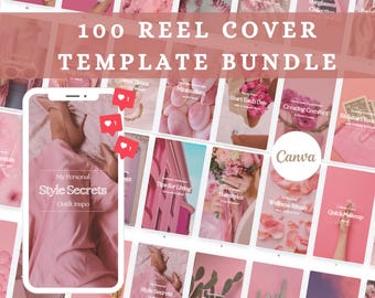 100 mallar för Instagram-rullomslag | Premium rosa estetiska Instagram-rullomslag | Innehållsskapares rulleomslag för Canva | Mall DFY