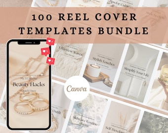 100 Instagram Reel Cover Templates | Cream Aesthetic Instagram Reels Cover | Content Creator Reel Covers for Canva | Reel Template Cover DFY