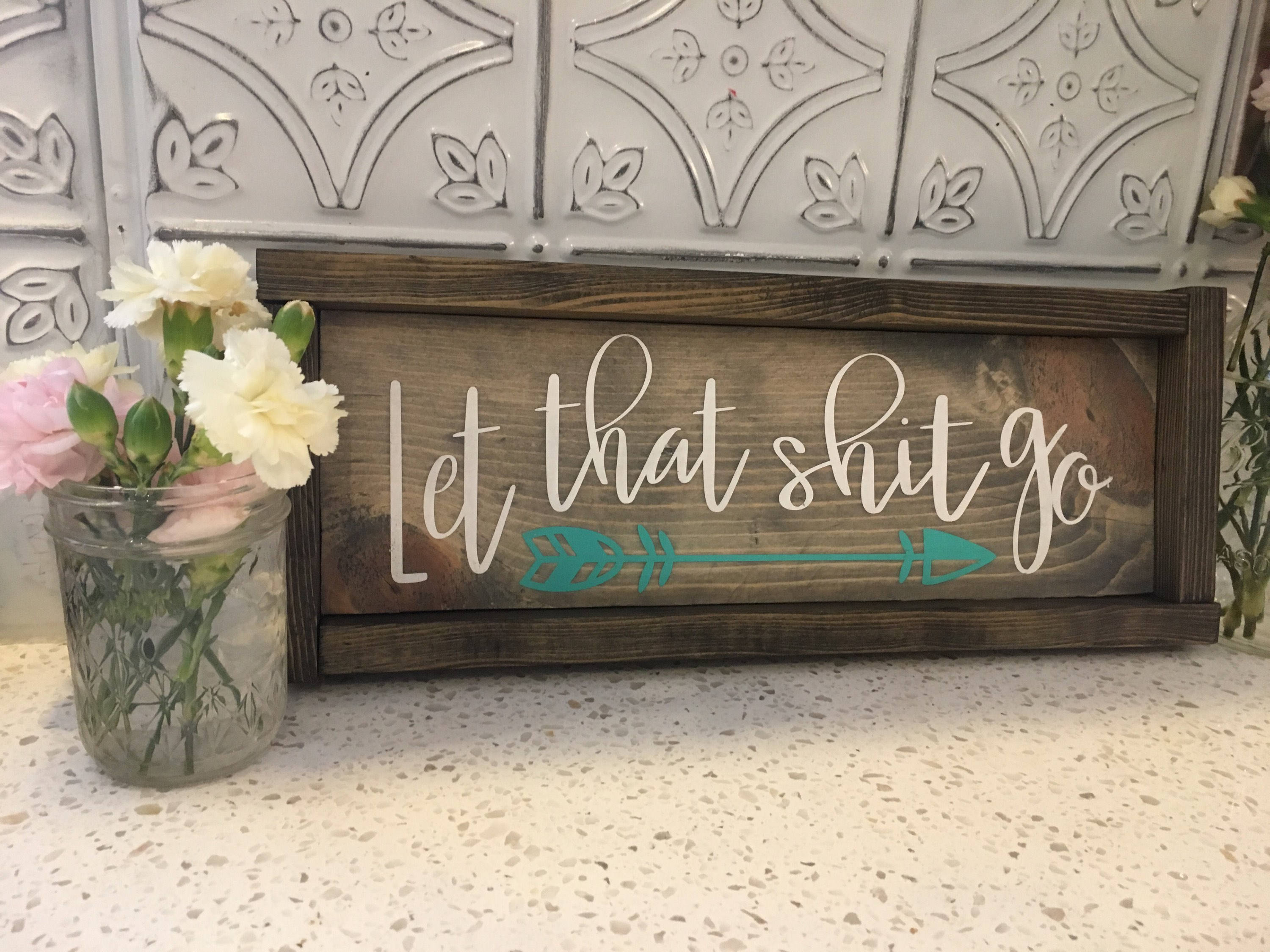 Let that shit gowood home decorwood signarrowsbanner sign | Etsy