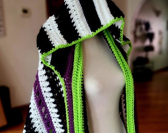 Beetlejuice Inspired Book Shawl