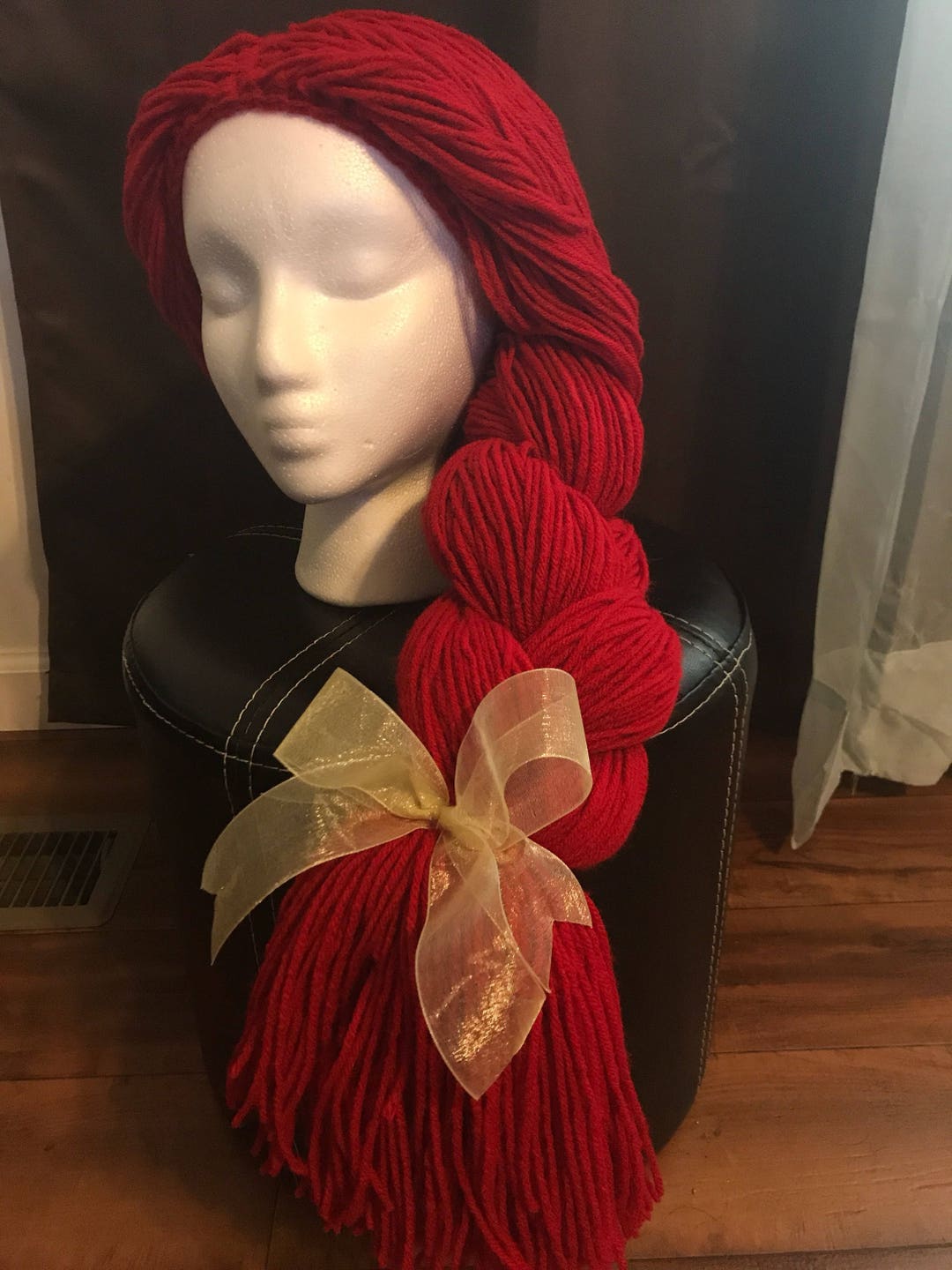 Red Braided Yarn Wig Etsy
