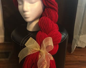 Red Braided Yarn Wig