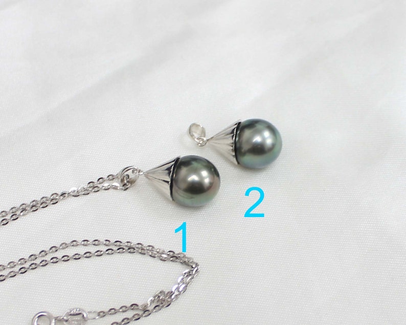 Peacock Green Tahitian Pearl 11.5mm on 925 Sterling Silver Pendant