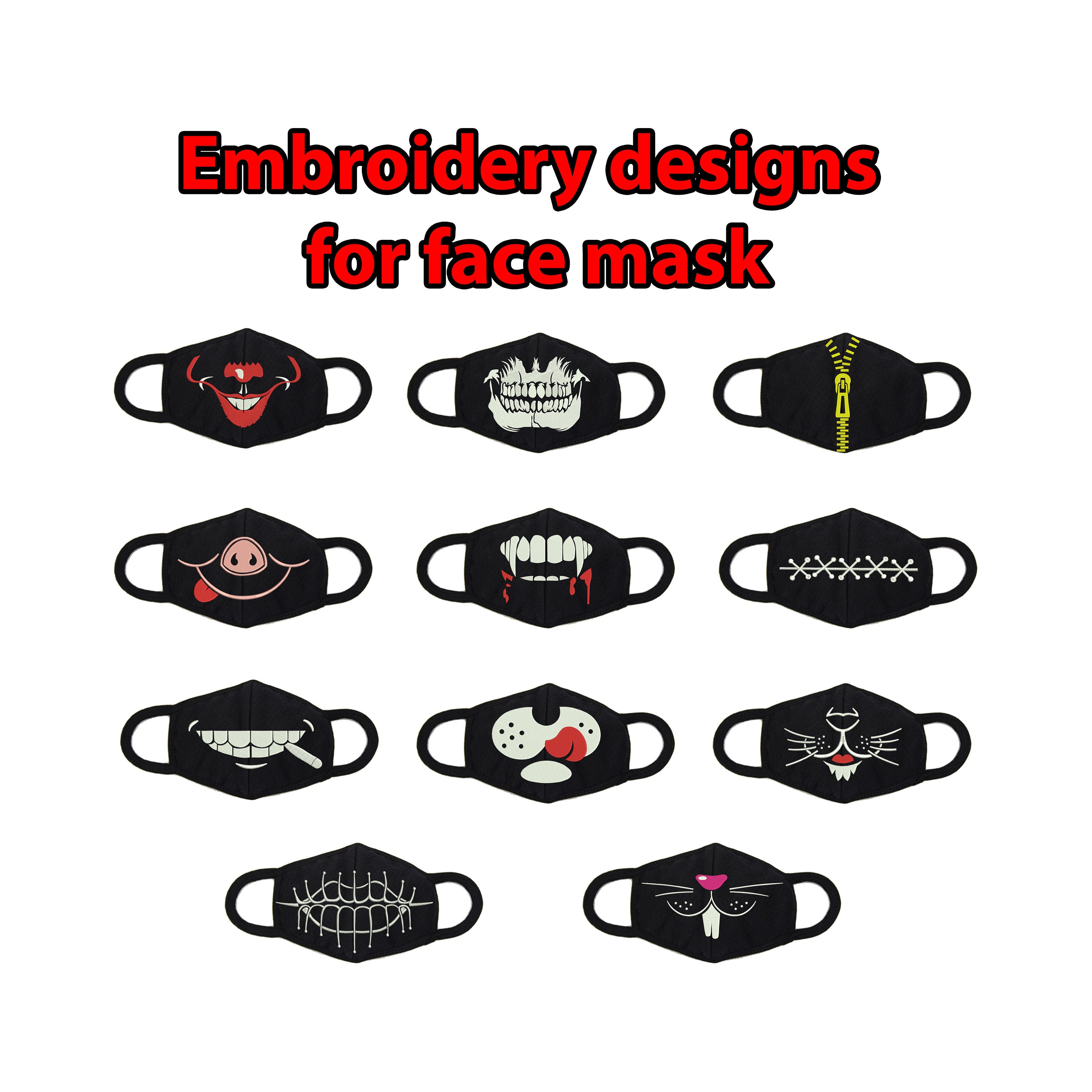 11 Embroidery designs for face mask embroidery designs mask Etsy