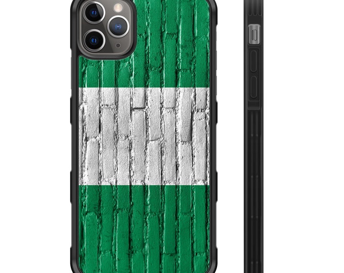 Nigeria Flag Painted on Brick Wall iPhone Hybrid Rubber Protective Case