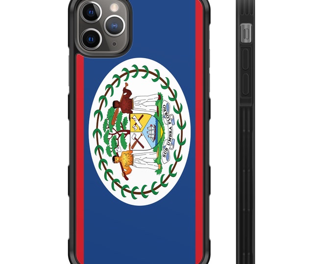 Flag of  Belize iPhone Hybrid Rubber Protective Case Belizean