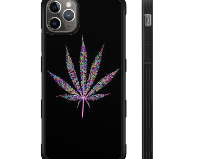 Trippy Weed Leaf iPhone Galaxy Note Protective Hybrid Rubber Phone Case
