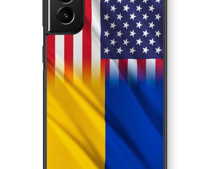 Ukrainian American Flag Galaxy Note Protective Rubber TPU Phone Case Ukraine US