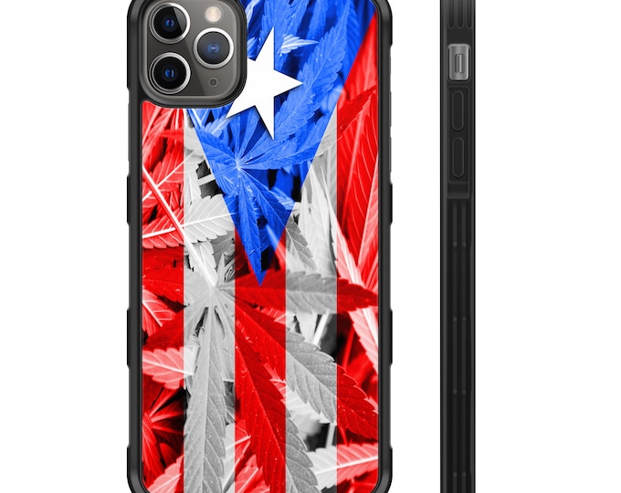 Puerto Rico Weed Flag iPhone Hyper Shock Protective Rubber Phone Case