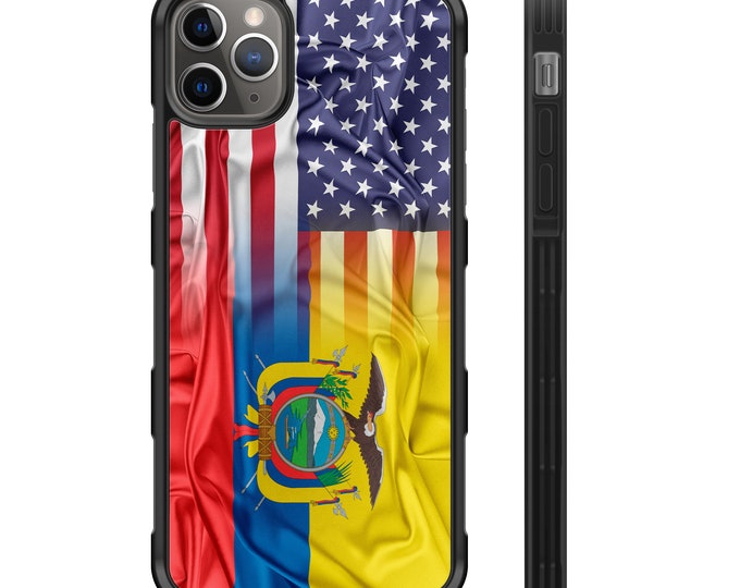 Ecuadorian American Flag iPhone Hybrid Rubber Protective Case Ecuador