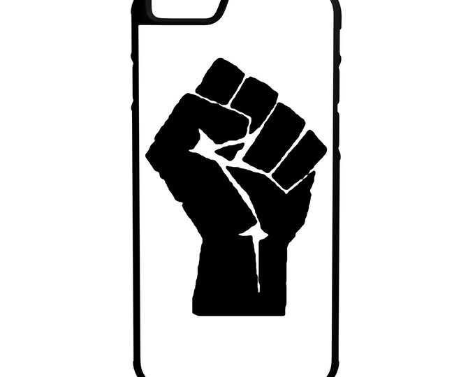 Raised Fist iPhone Galaxy Note LG HTC Protective Hybrid Rubber Hard Plastic Snap on Case white