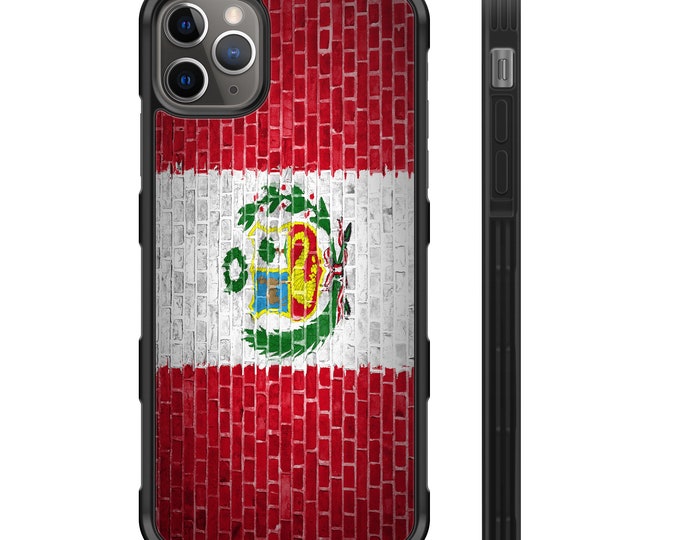 Flag of Peru Brick Wall iPhone Hybrid Rubber Protective Case Peruvian