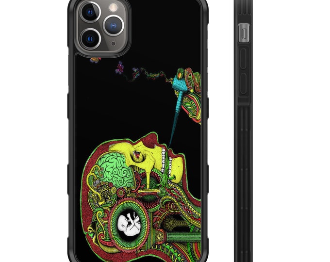 Psychedelic Brain Weed Mind  iPhone Hyper Shock Protective Rubber Phone Case