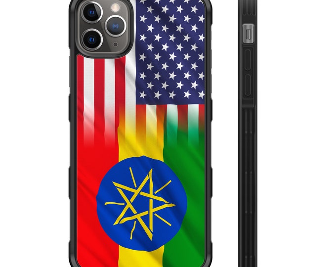 Ethiopia American Flag iPhone  Hybrid Rubber Protective Case