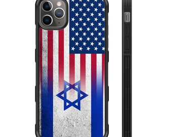 Israel Amerikanische Flagge Brick Wall iPhone Hybrid Gummi Schutzhülle Israel