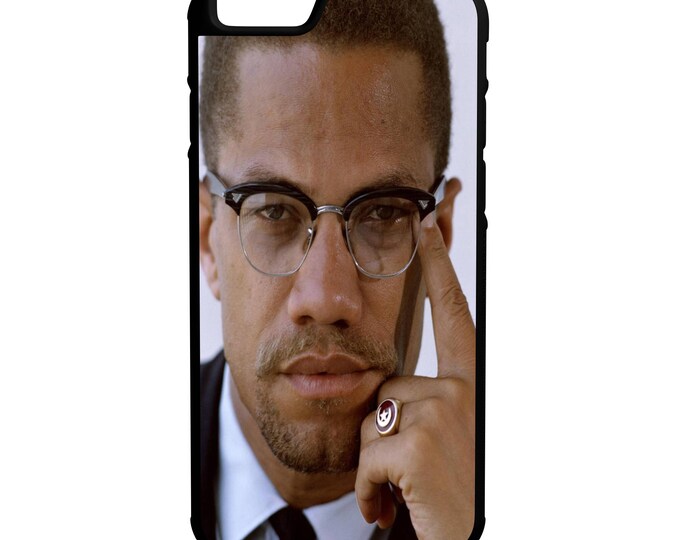 Malcolm X iPhone Galaxy Note LG HTC Protective Hybrid Rubber Hard Plastic Snap on Case Black