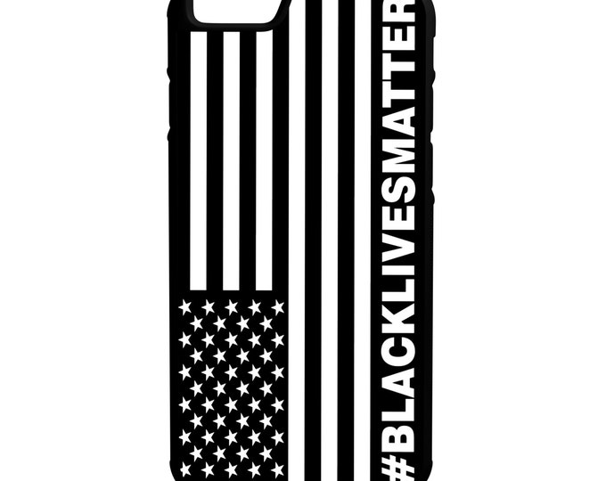 Black Lives Matter American Flag iPhone Galaxy Note LG HTC Protective Hybrid Rubber Hard Plastic Snap On Case