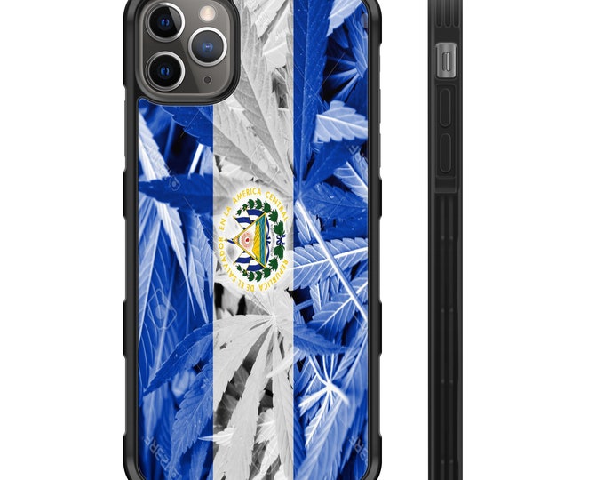 El Salvador Weed Flag iPhone Hyper Shock Protective TPU Phone Case Salvadoreños Marijuana 420