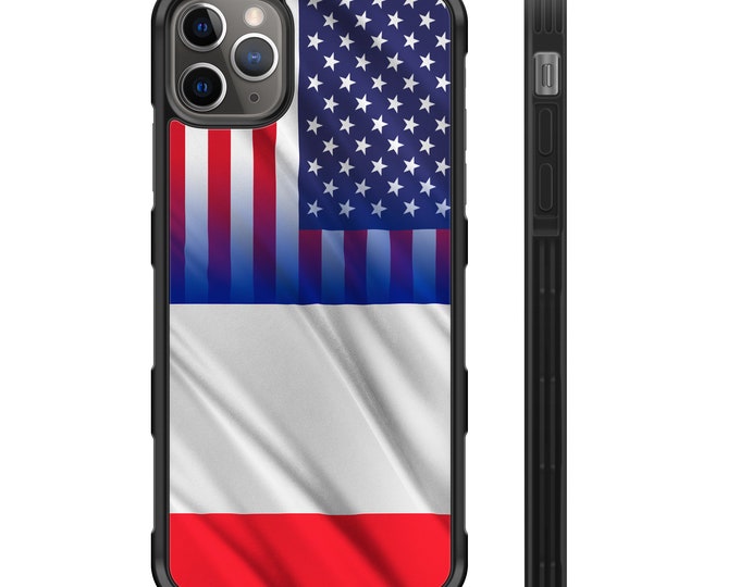 French American Flag Brick Wall iPhone Hybrid Rubber Protective Case France