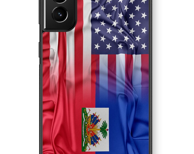 Haitian American Flag Galaxy Note Protective Rubber TPU Phone Case Haiti