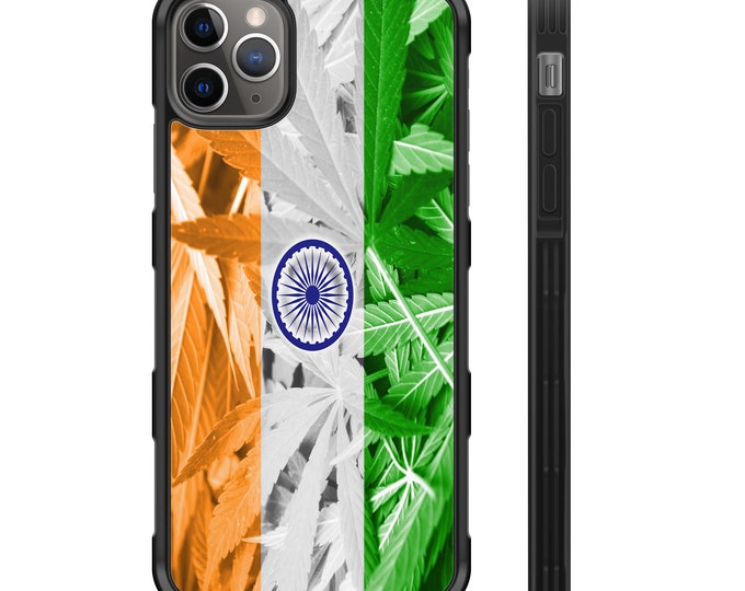 India Weed Flag iPhone Hybrid Rubber Protective Case Indian Marijuana 420