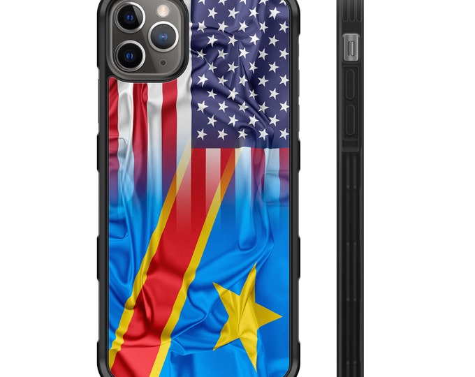 Congolese American Congo Zaire US Flag iPhone Hybrid Rubber Protective Case