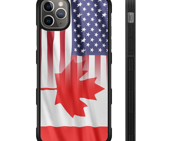 Canada American Flag iPhone Galaxy Note Hybrid Rubber Protective Case