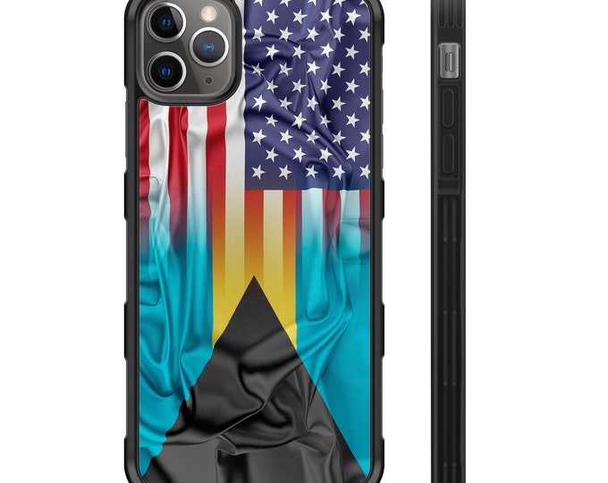 Bahamian America Flag iPhone Hybrid Rubber Protective Case Bahamas US