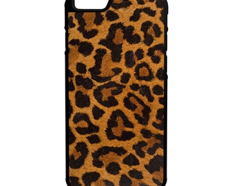 Leopard Cheetah Animal Print iPhone Galaxy Note LG HTC Protective Hybrid Rubber Hard Plastic Snap on Case Black