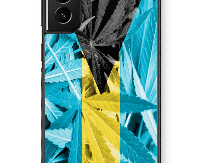 Bahamian Marijuana Weed Flag Galaxy Note Protective Rubber TPU Phone Case Bahamas 420 Cannabis