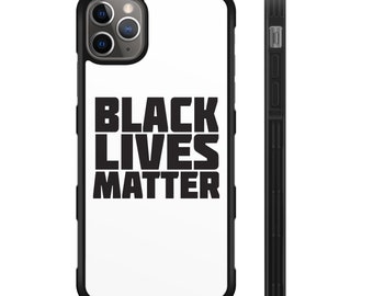 Black Lives Matter iPhone Protective Hybrid Rubber Hard Plastic Snap on Case White