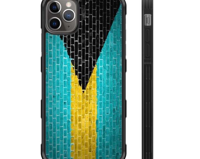 Flag of Bahamas Brick Wall iPhone Hybrid Rubber Protective Case Bahamian