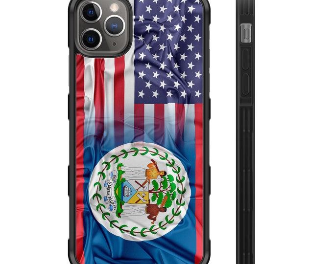 Belize American Flag iPhone Hybrid Rubber Protective Case Belizean US